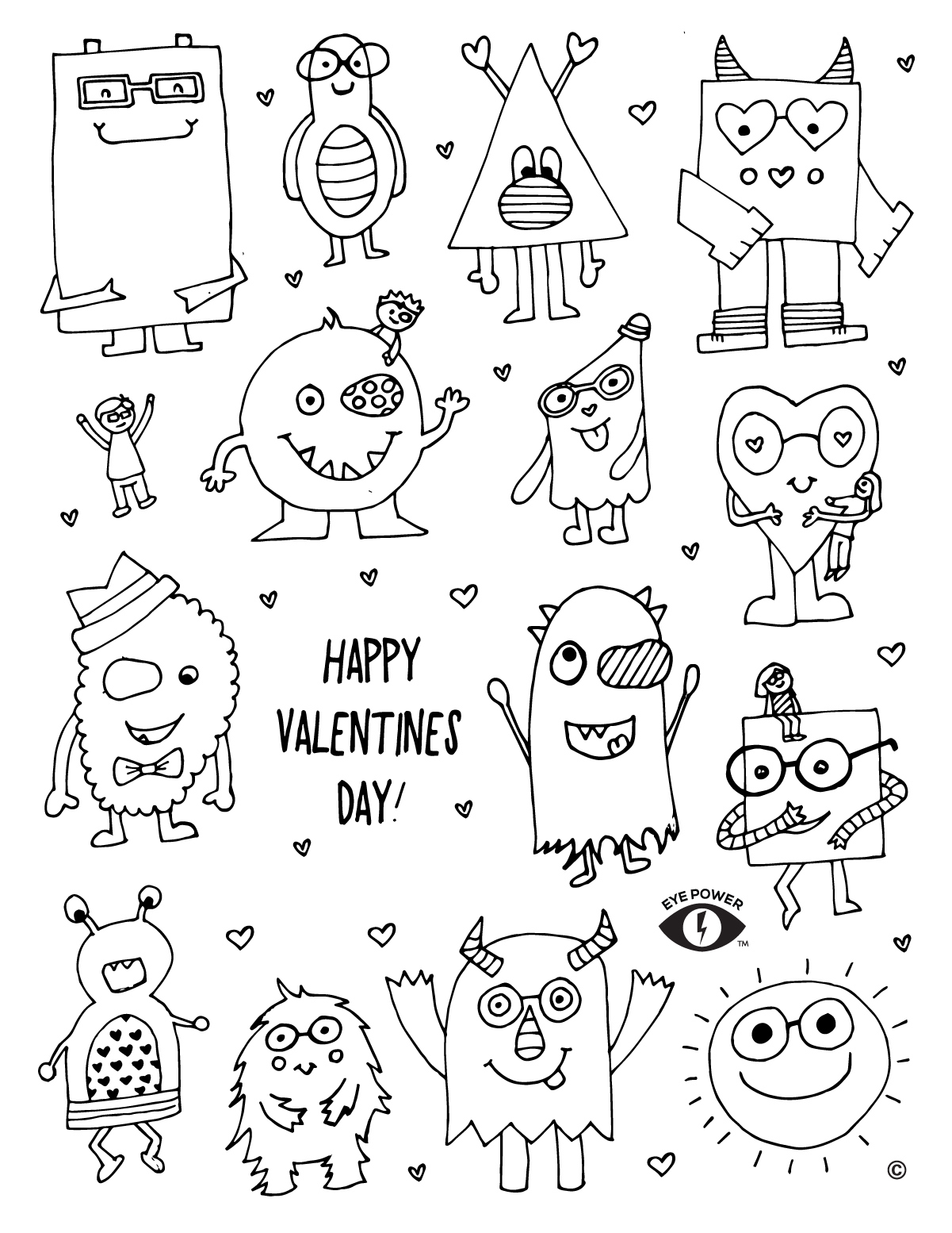 Free Valentines Coloring Page Printable   Eye Power Kids Wear